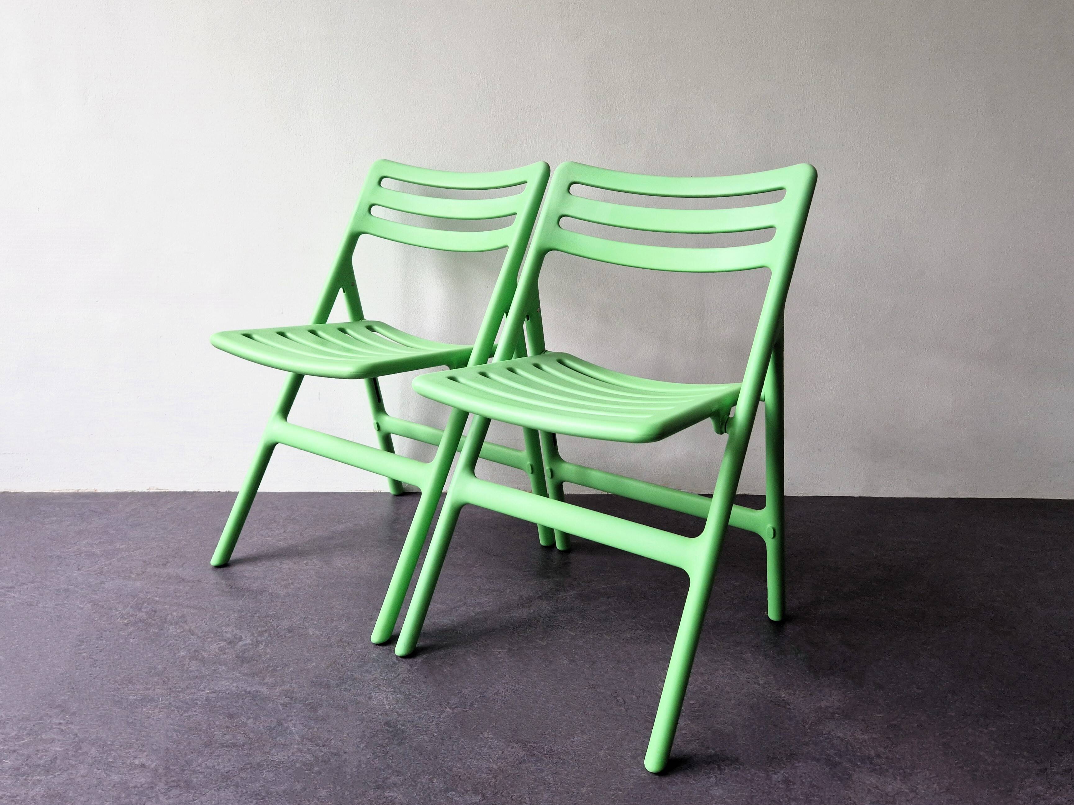 Ensemble de 2 chaises Air pliantes vertes par Jasper Morrison pour Magis, Italie 2003/2005