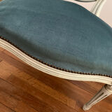 Blue velvet medallion armchair in Louis XVI style