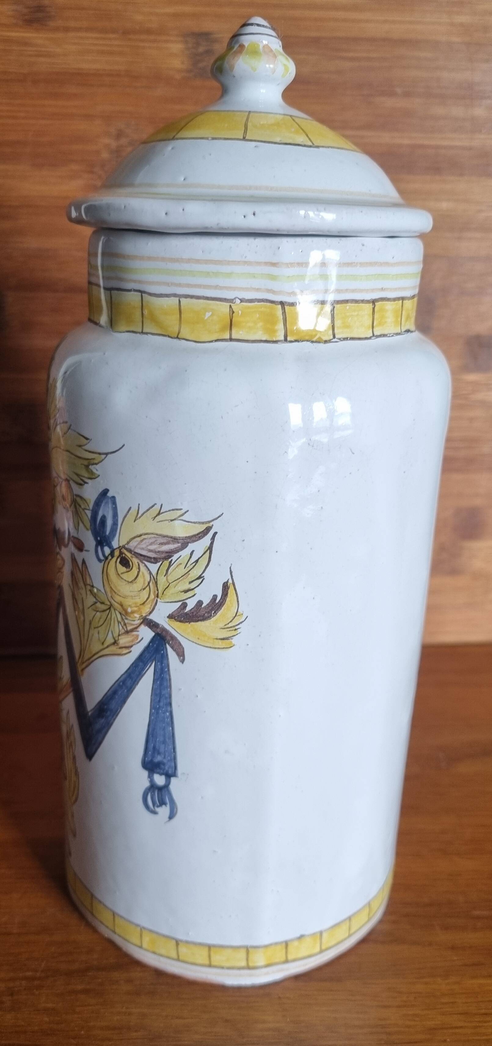 Old pharmacy pot made of earthenware from Portugal.