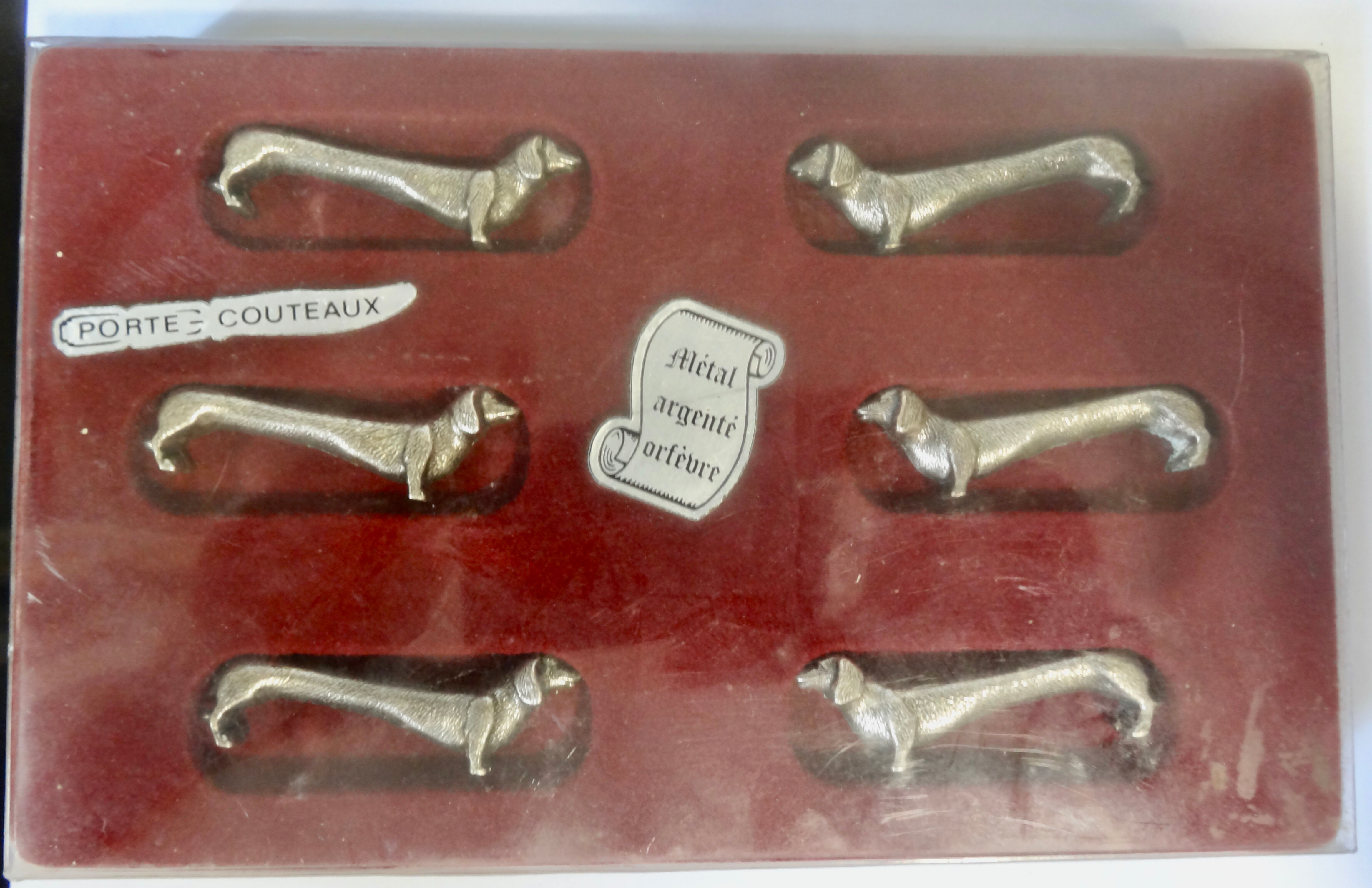 Knife holder dogs metal silver