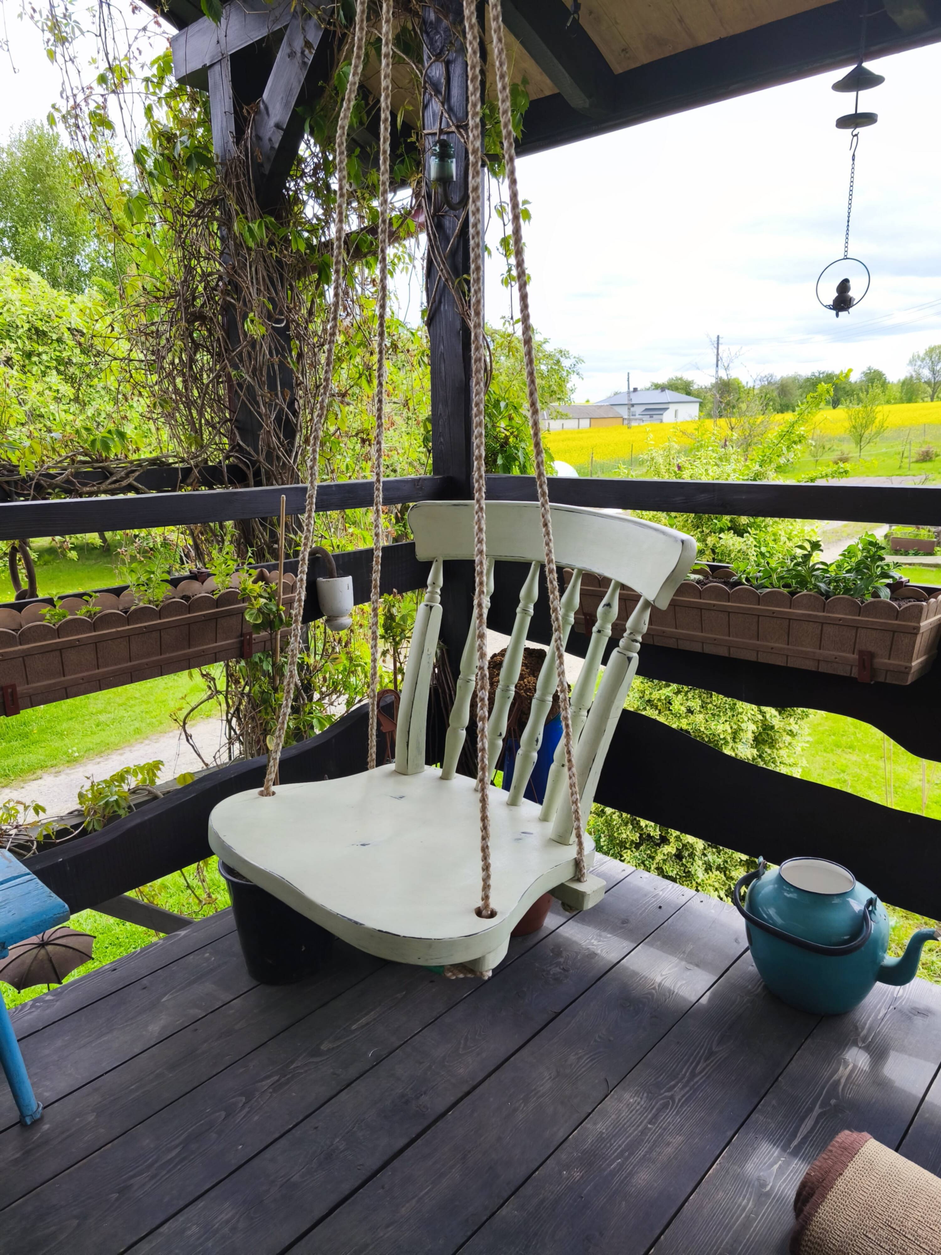 Wooden chair swing for hanging
