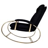 Modern mid-century rocking chair in brass by Guido Faleschini Black Boucle