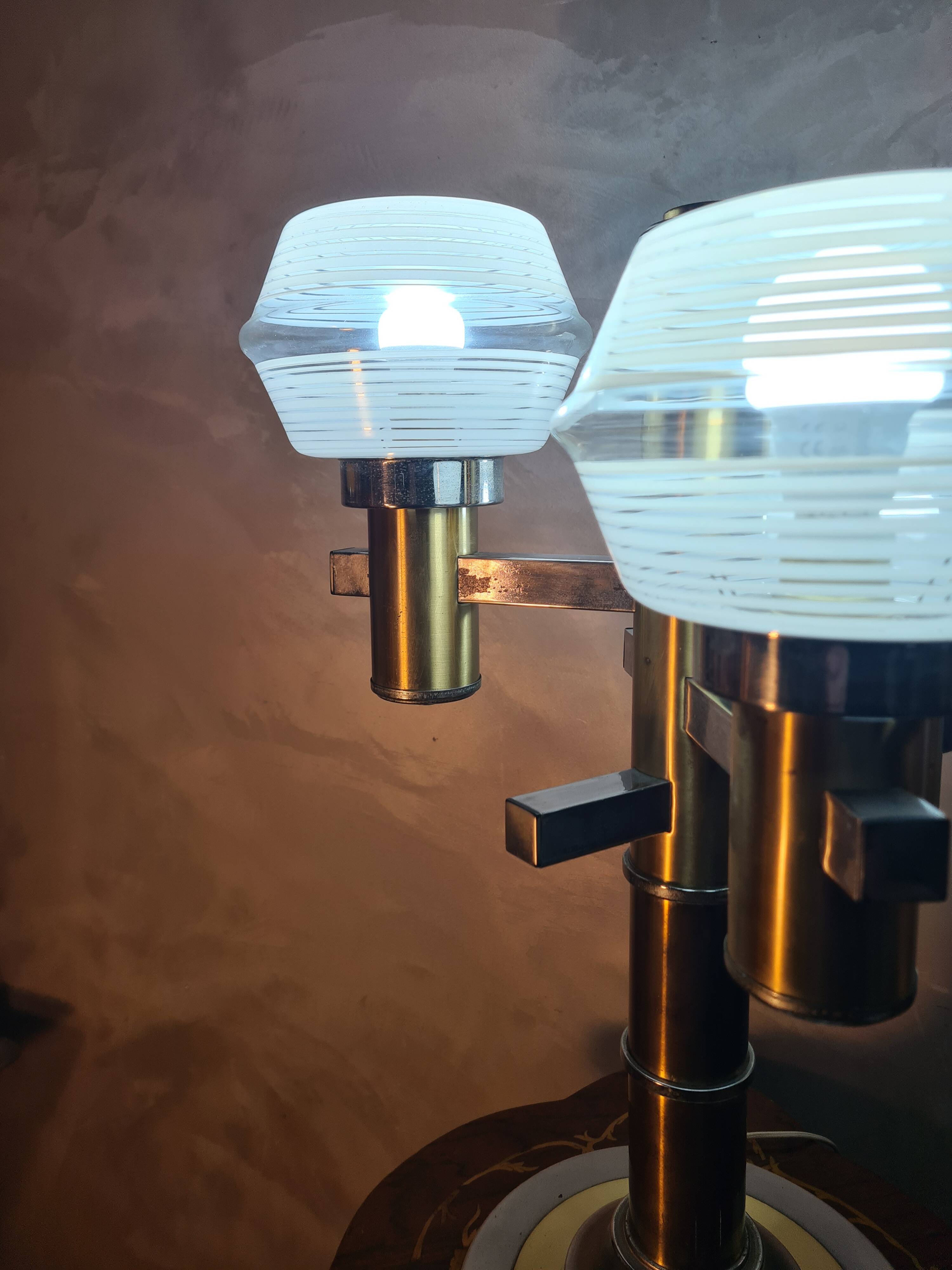 space age salon lamp, lumina UFO, 1970s to 80s chrome steel, rare model,
