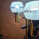 space age salon lamp, lumina UFO, 1970s to 80s chrome steel, rare model,