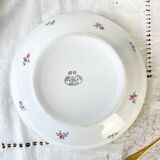 Saladier porcelaine vintage fleuri blanche verte SALINS 66 de 1950s