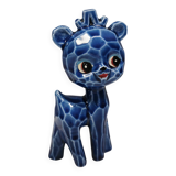 A Japanese ceramic “toy” from the 70s, blue Kawaii animal deer figurine.