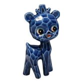 A Japanese ceramic “toy” from the 70s, blue Kawaii animal deer figurine.