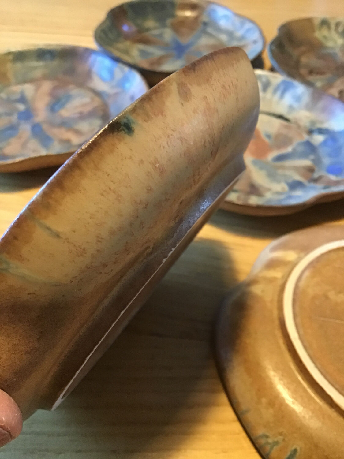 7 stoneware cups signed G Méténier