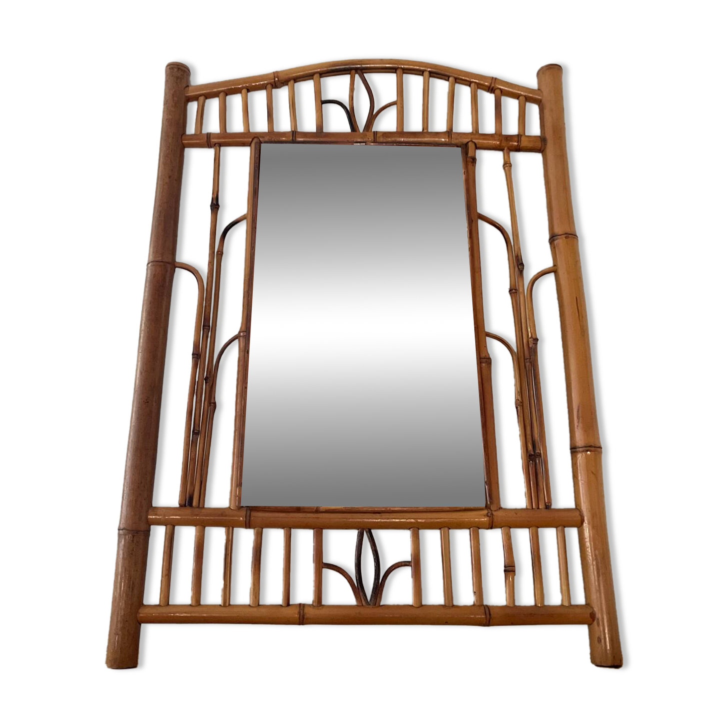 Rattan mirror from the 1950s-60s