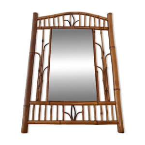 miroir en rotin des années