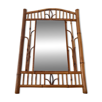 Rattan mirror from the 1950s-60s
