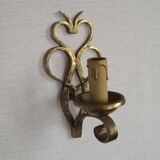 French Vintage Brass Hand Made Single Wall Light Scrolled Open Backplate