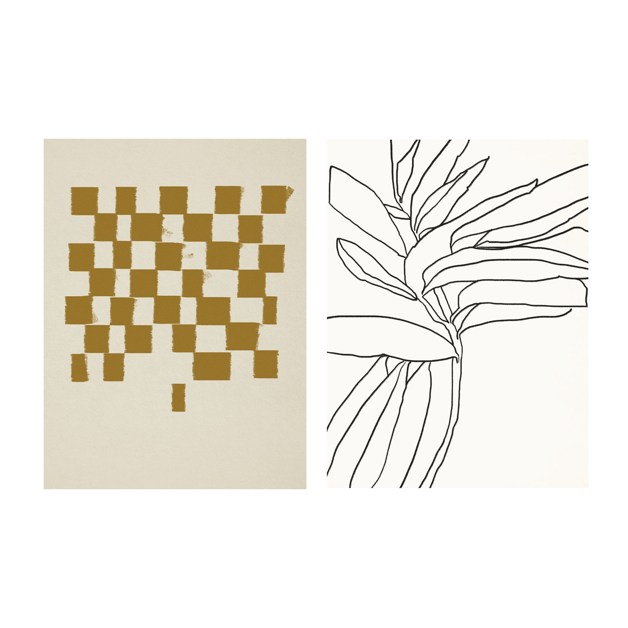 Pair of prints, checkered wall art set of two, 50x70cm