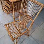Rattan and bamboo desk with chair - Audoux Minet style from the 1970s.