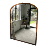 Large antique mercury mirror in copper-plated metal, 1930