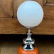 Vintage lamp opaline globe, wood turned orange and chrome 60s 70s