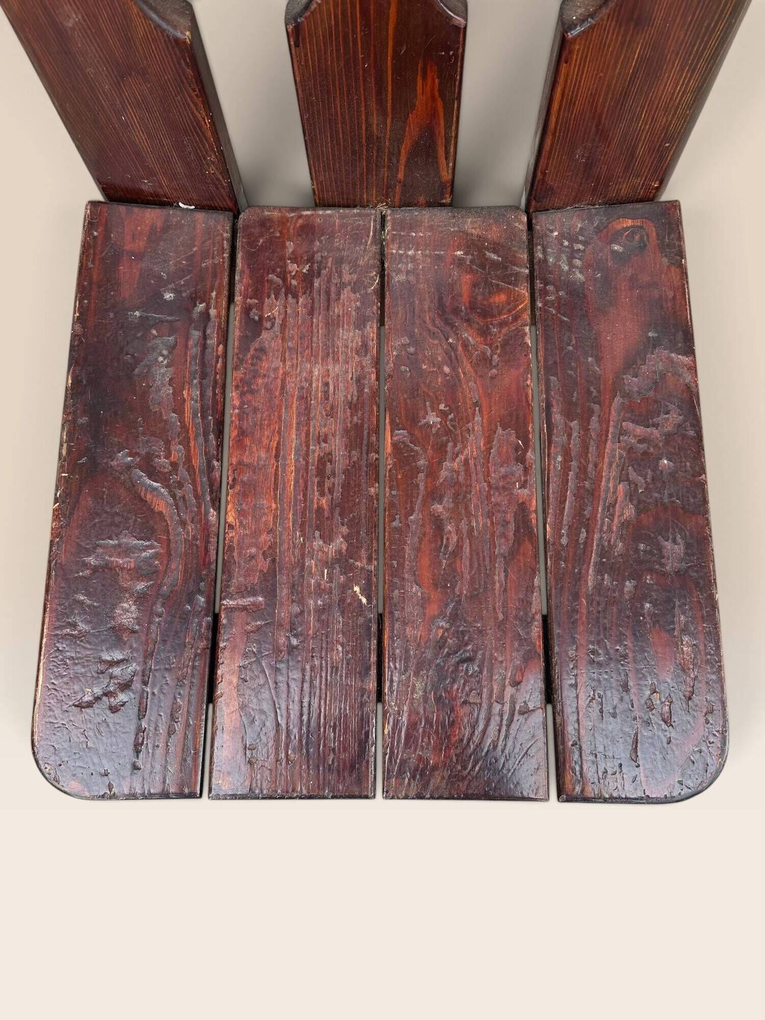 Set of five brutalist chairs in solid pine.