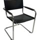 Set of 6 bauhaus cantilever chairs black leather and chrome design