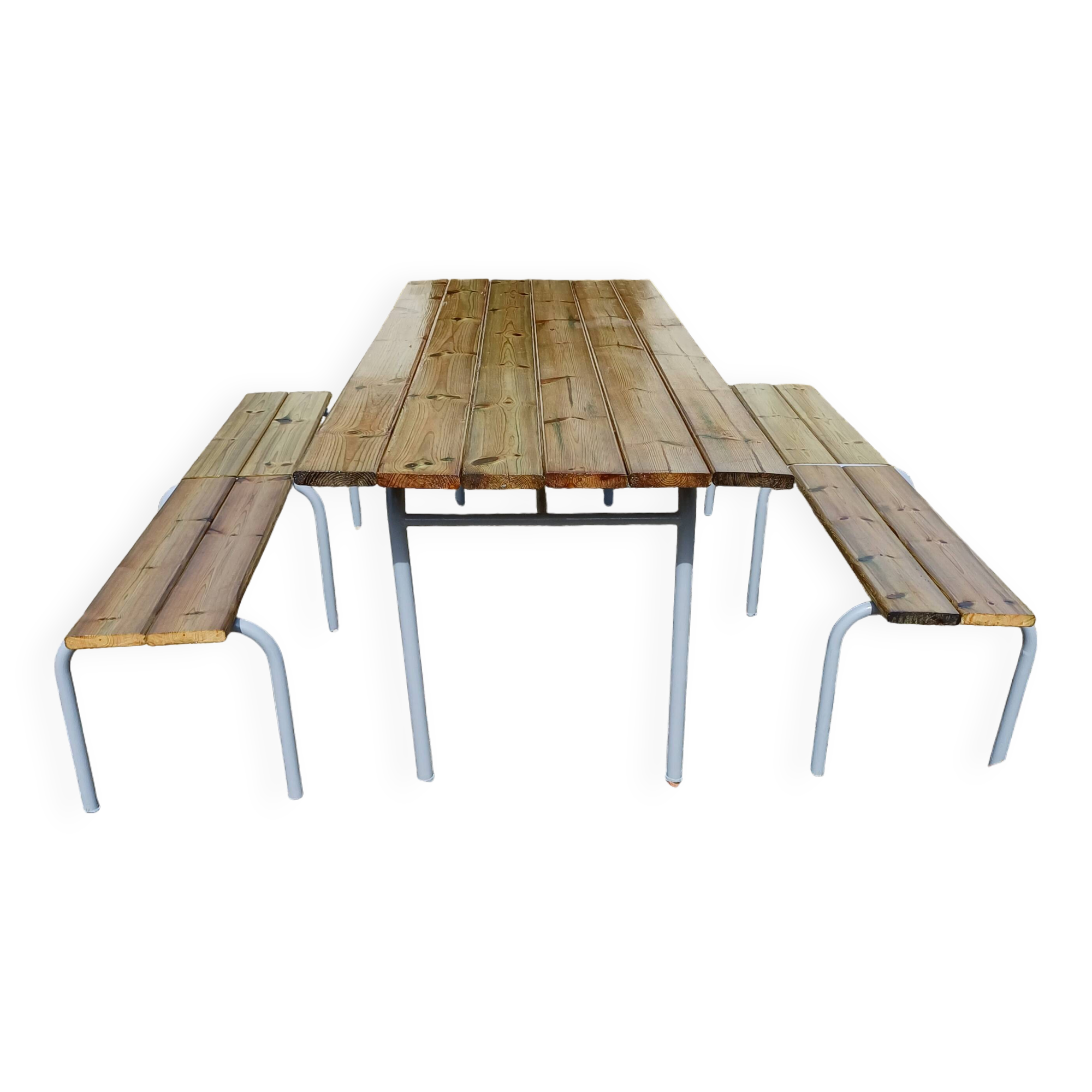 Industrial or Community Table with Benches