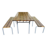 Table Industrielle ou de Collectivité avec Bancs