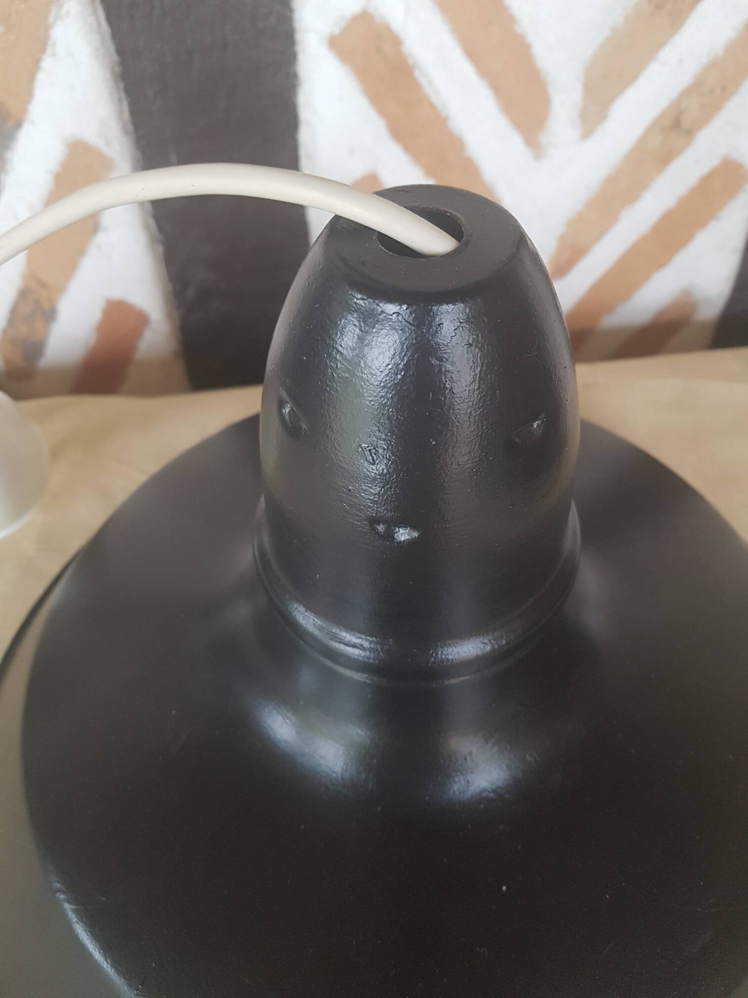 Industrial enameled sheet metal hanging bowl