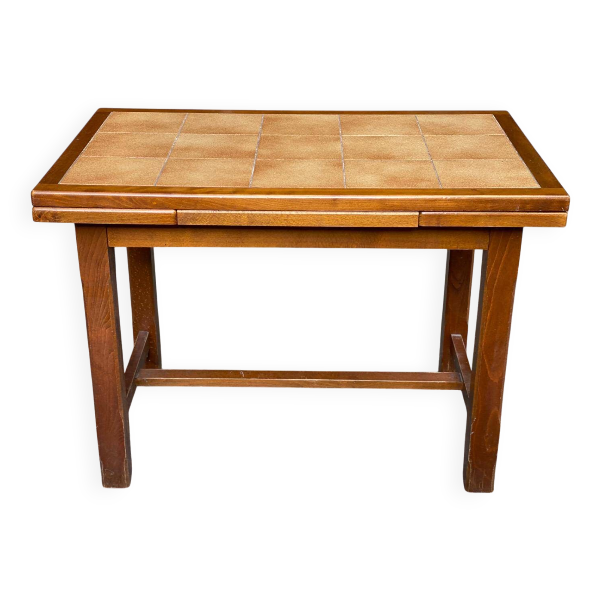 Farmhouse style solid wood and tile kitchen dining table