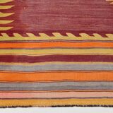 5x8 Shades Of Burgundy Persian Kilim Rug, 153x239Cm