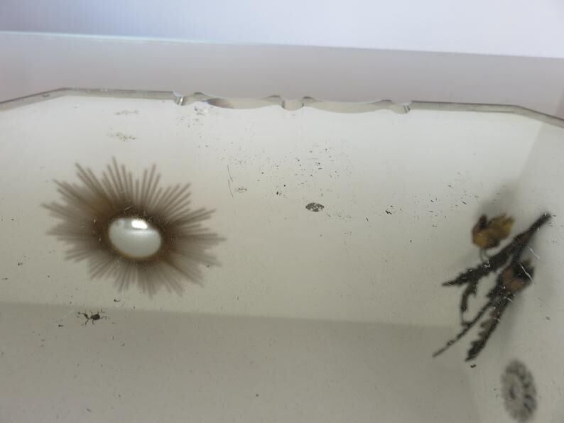 Beveled octagonal mirror, Saint Gobain, Art Deco 40s 50s