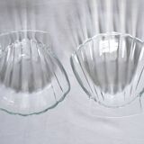 Set of 2 glass scallop shell bowls, Sovirel France