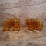 Lot of 6 Luminarc France 70'S amber white wine glasses