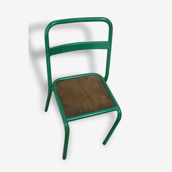 Chaise maternelle en métal et bois