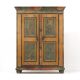 Antique Rustic Farmhouse Folk Art Painted Bridal Cabinet 1822