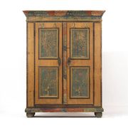 Antique Rustic Farmhouse Folk Art Painted Bridal Cabinet 1822