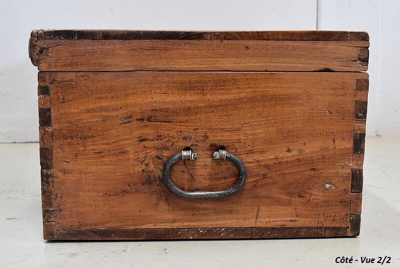 Massive ash chest and iron handles - mid-19th century