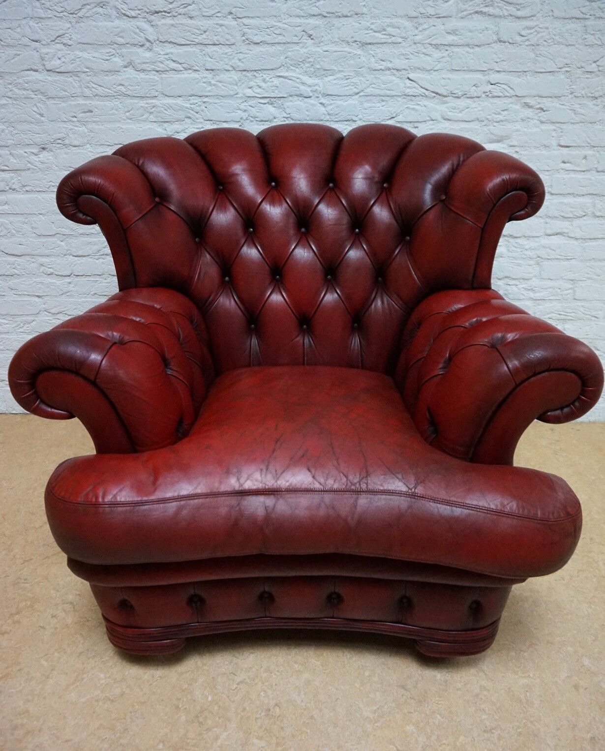 Vintage English Leather Dellbrook Chesterfield Club Chair