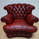 Vintage English Leather Dellbrook Chesterfield Club Chair
