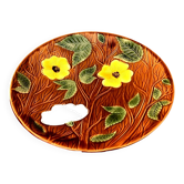 1950s Large floral platter Sarreguemines France Glazed ceramic