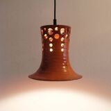 Mid century pendant light with orange ceramic shade 1970s