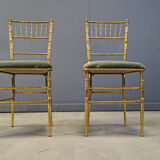 Pair of brass faux bamboo chairs, 1960s