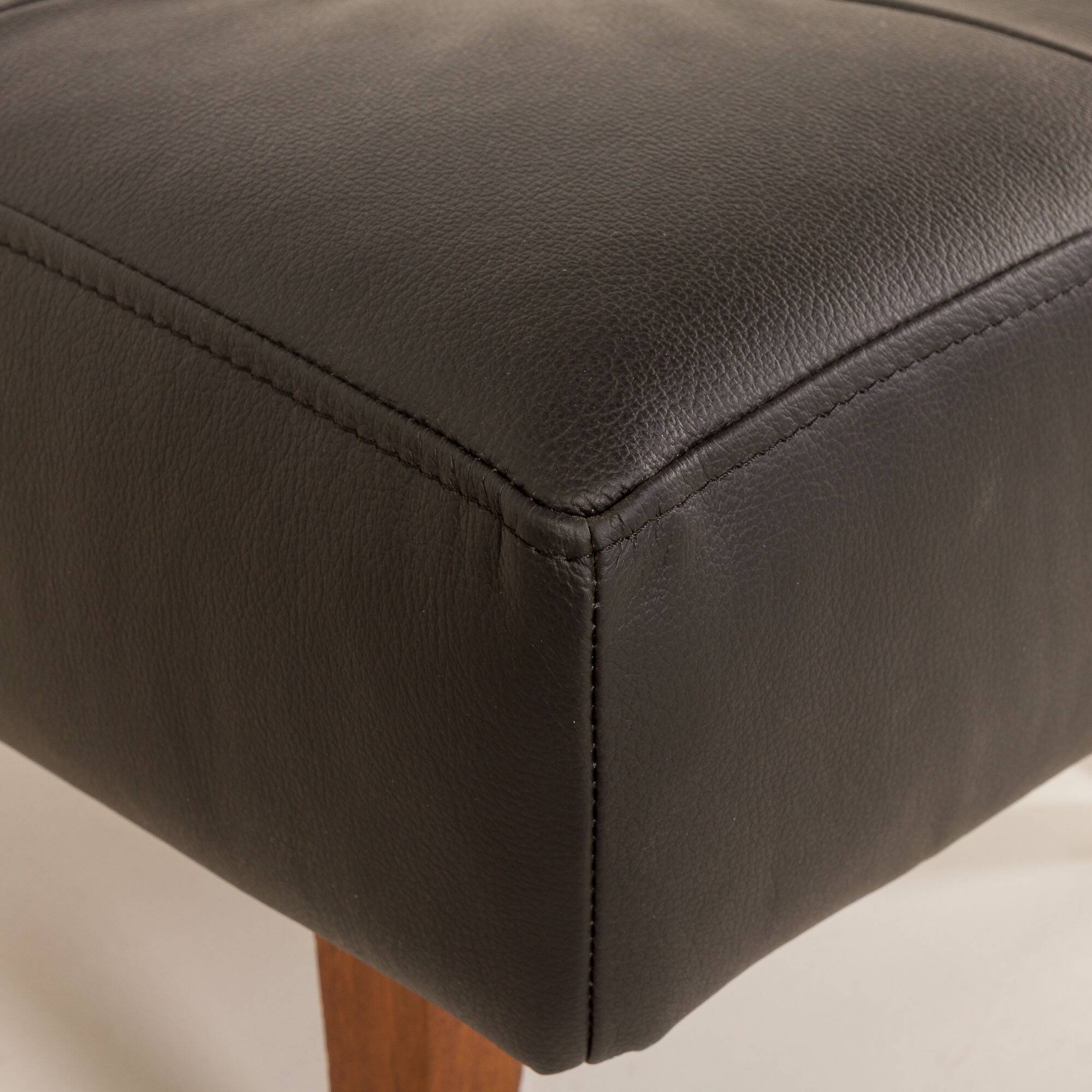 Mid century large ottoman in black leather, 1970s