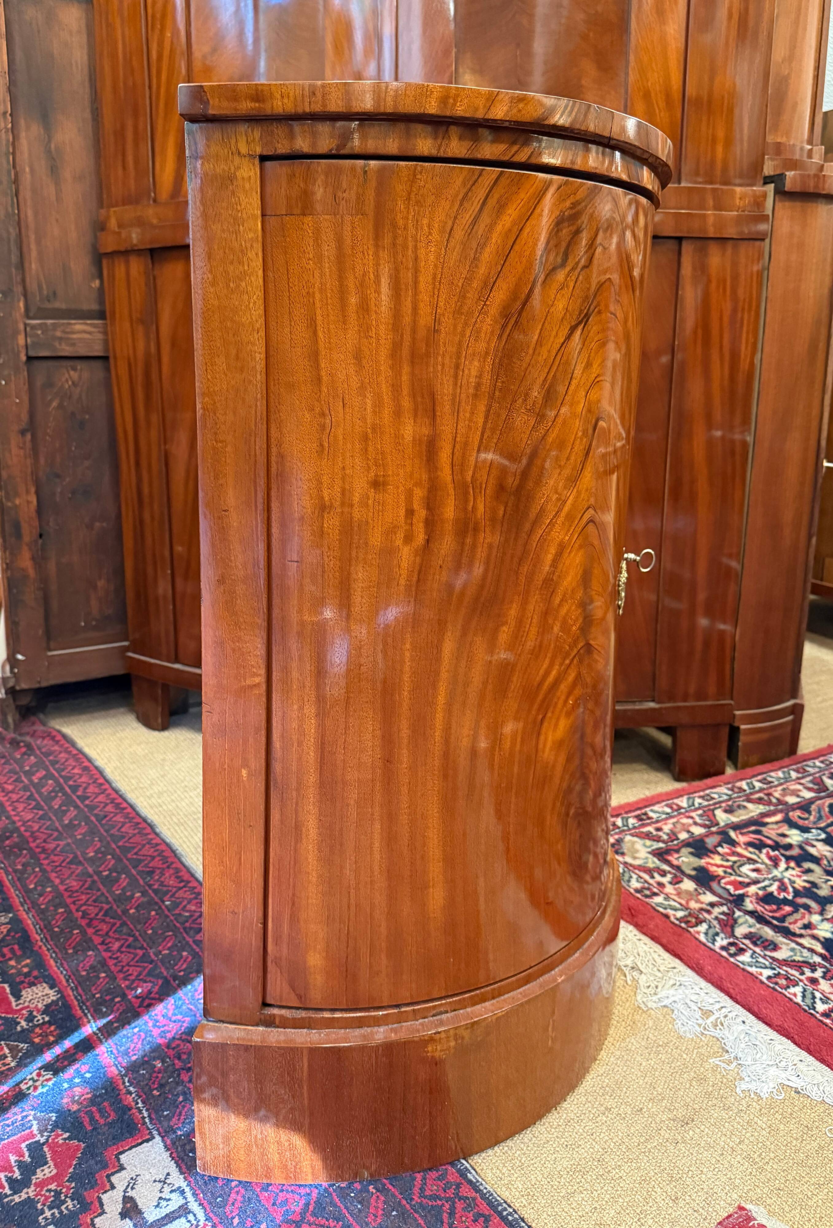 Antique Biedermeier Demi-Lune Mahogany Cabinet 1820