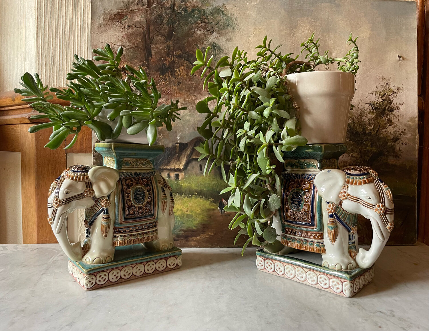 Ceramic elephants plant holder