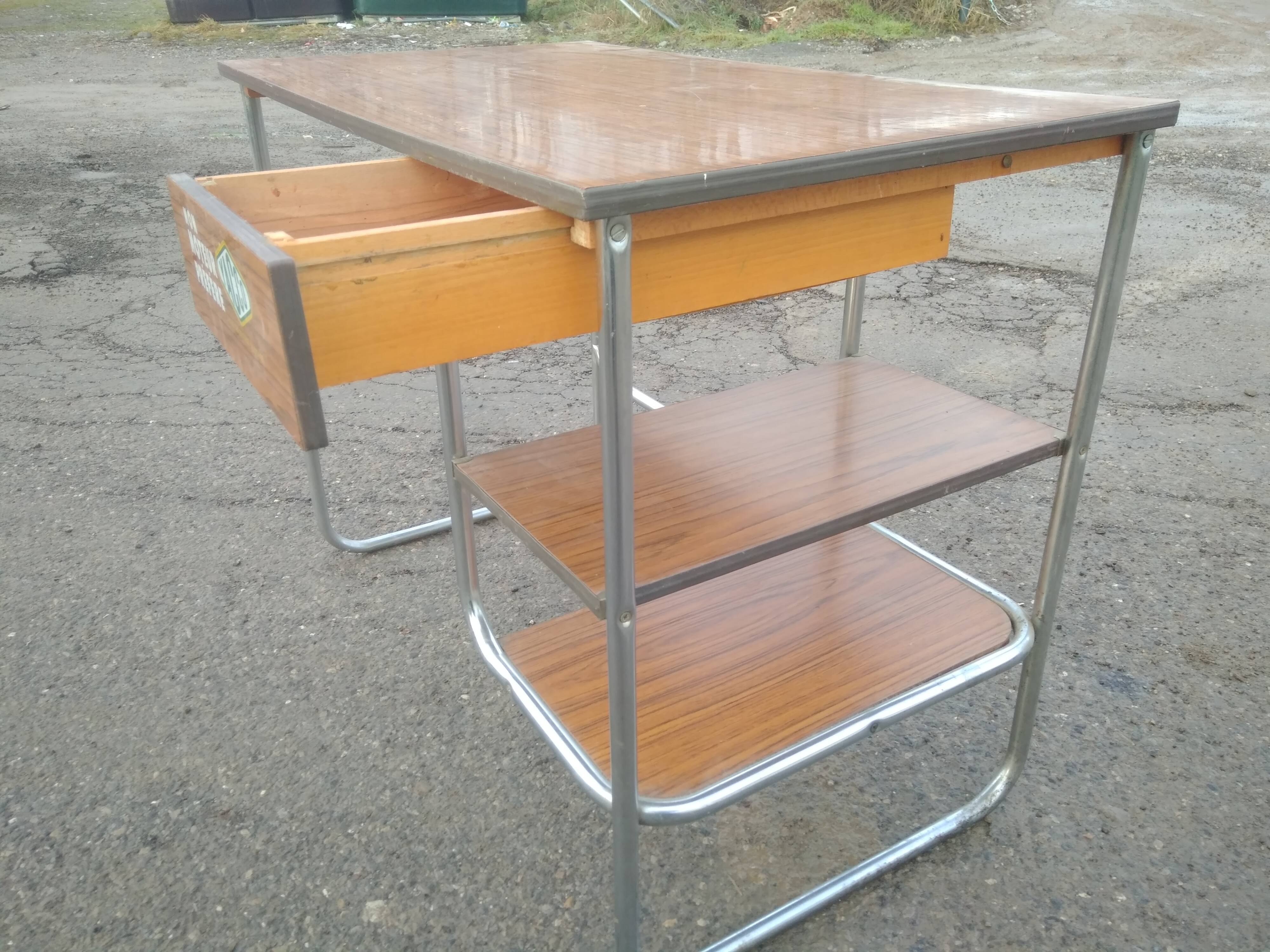 Modernist desk in Formica on tubular metal structure - 60s