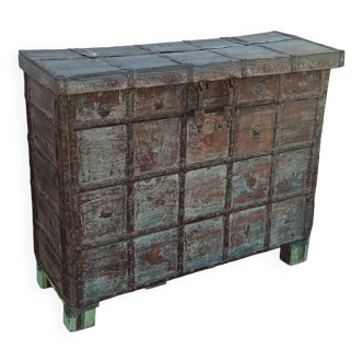Old blue wooden chest