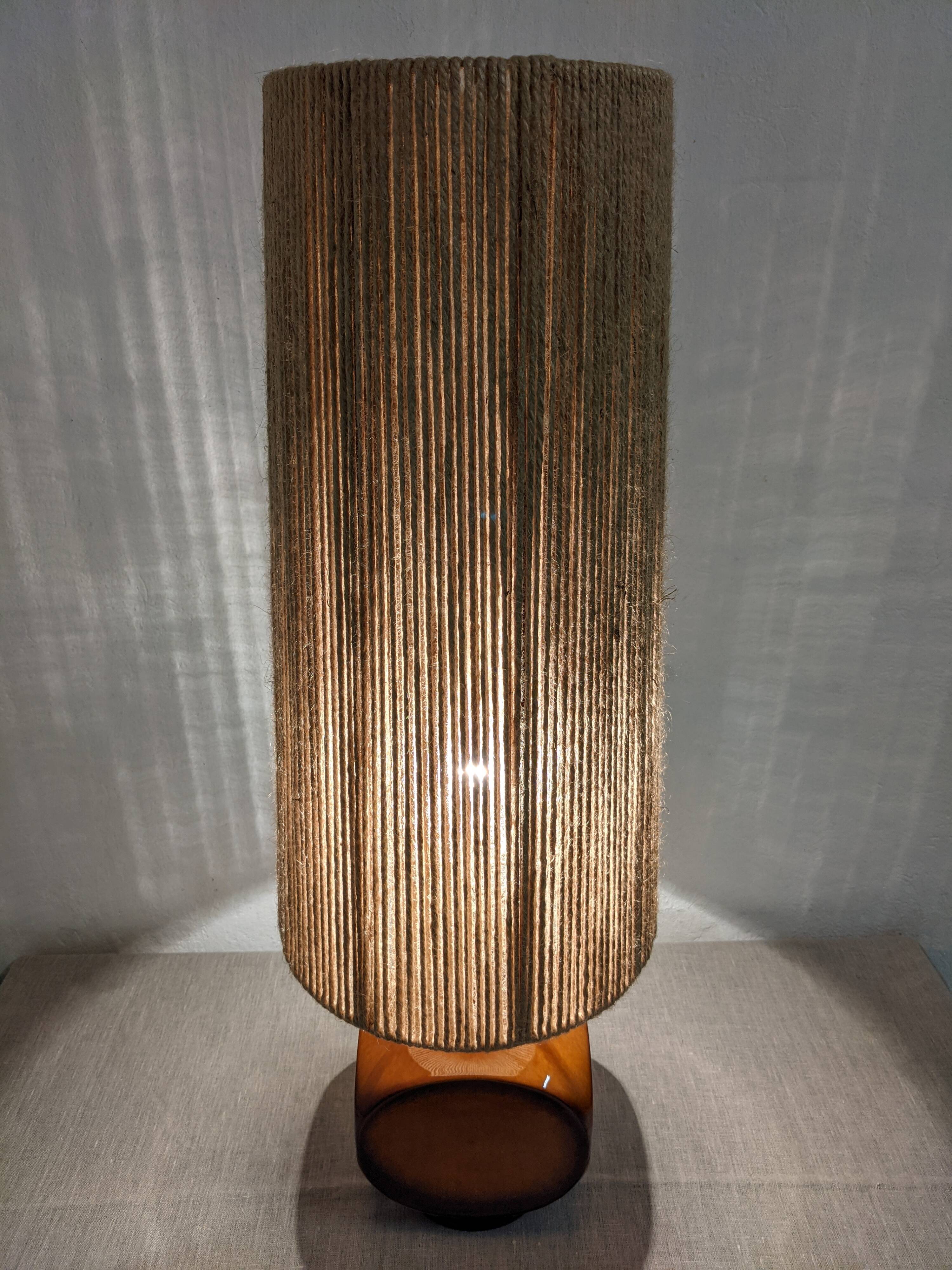 Vintage ceramic lamp and jute rope