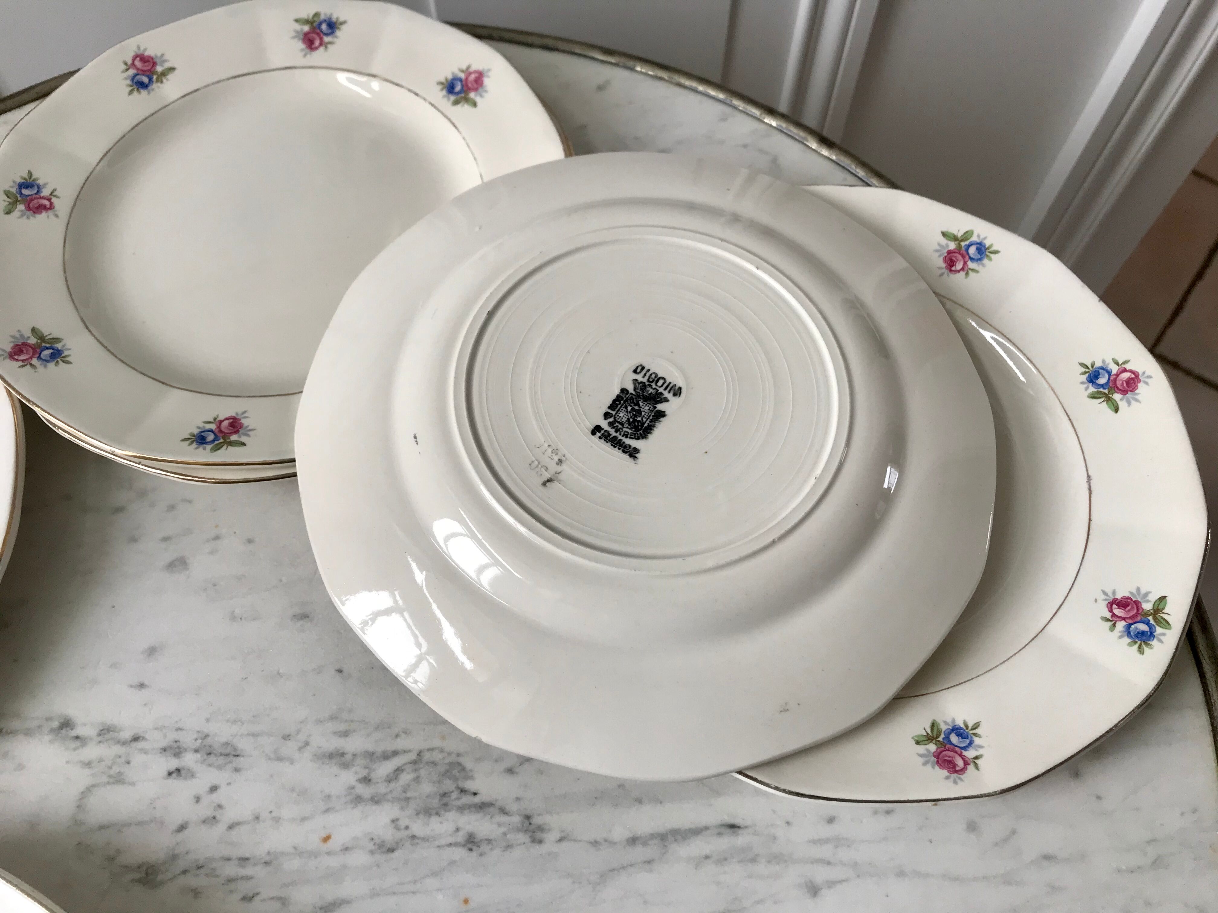 Set of 6 flat plates Digoin Sarreguemines 50s