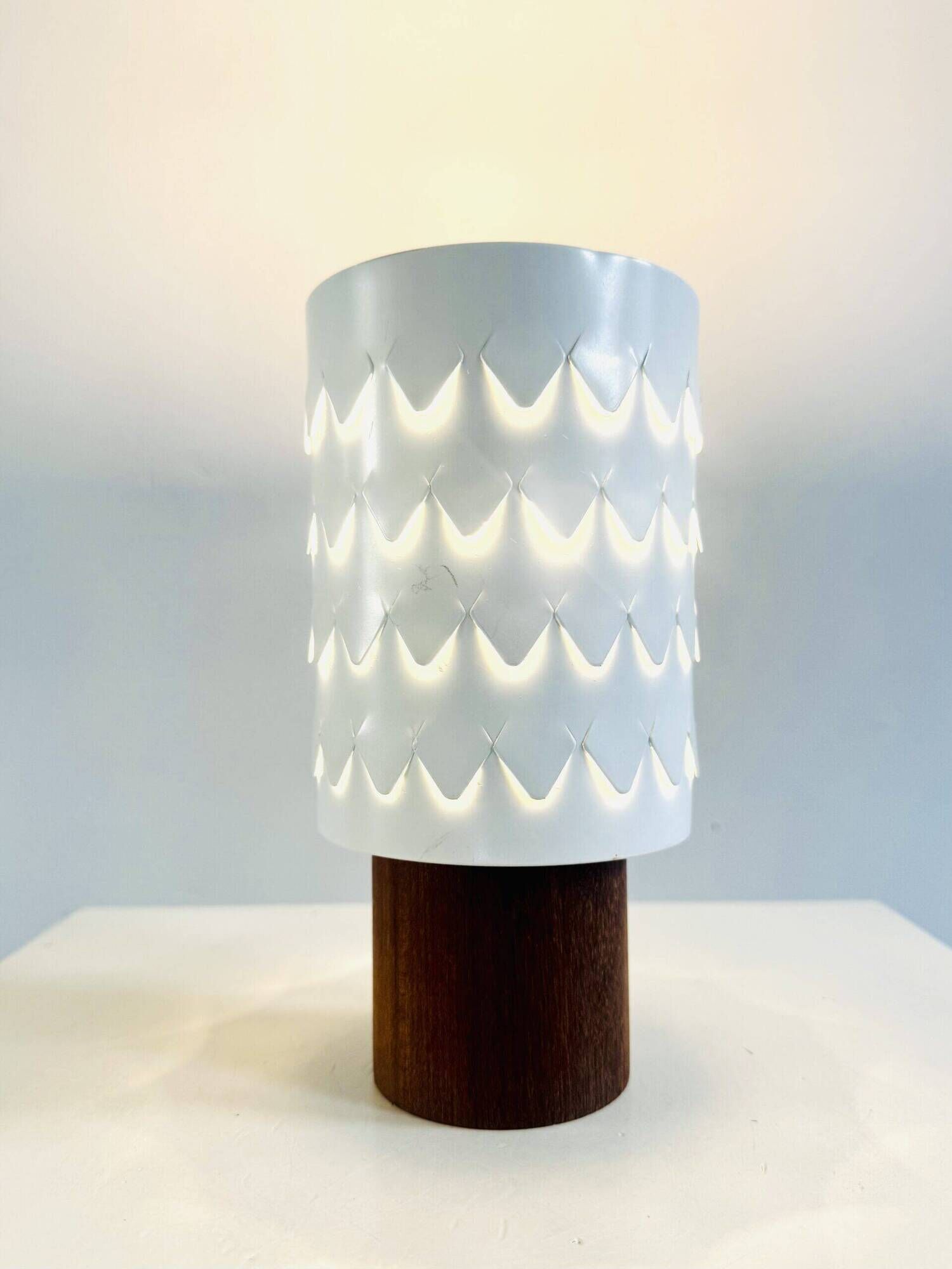 Teak And Perforated Metal Table Lamp By Hans-Agne Jakobsson For Asea, Sweden 1960S