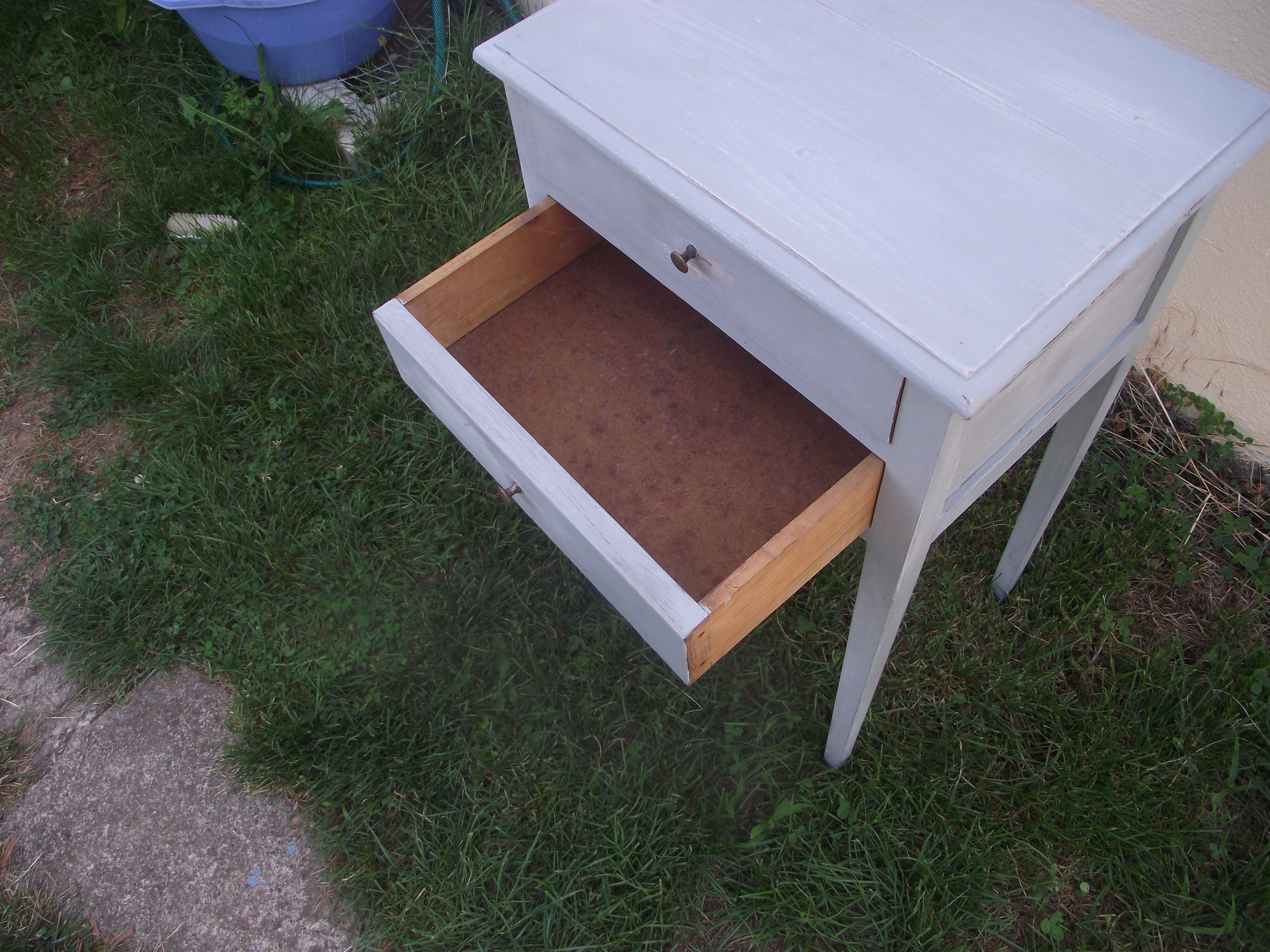 Old painted bedside shabby chic louis XVI style