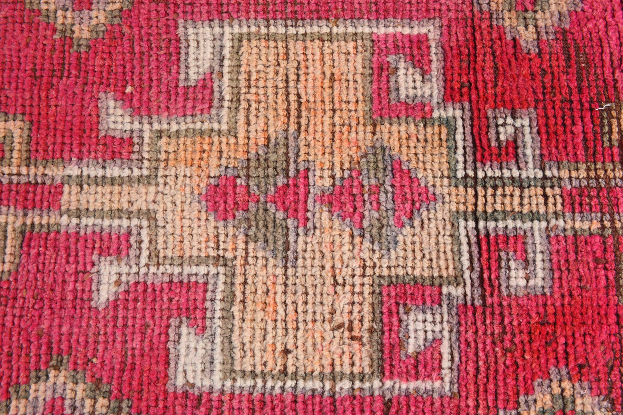 Red & Pink Hallway Vintage Runner Rug, 80x306Cm