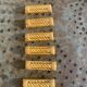 6 enameled ceramic knife holders, slip, vintage golden yellow